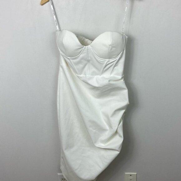 NEW Lavish Alice Bustier Corset Cocktail Dress White Size 10 Midi Asymmetrical - Picture 7 of 12